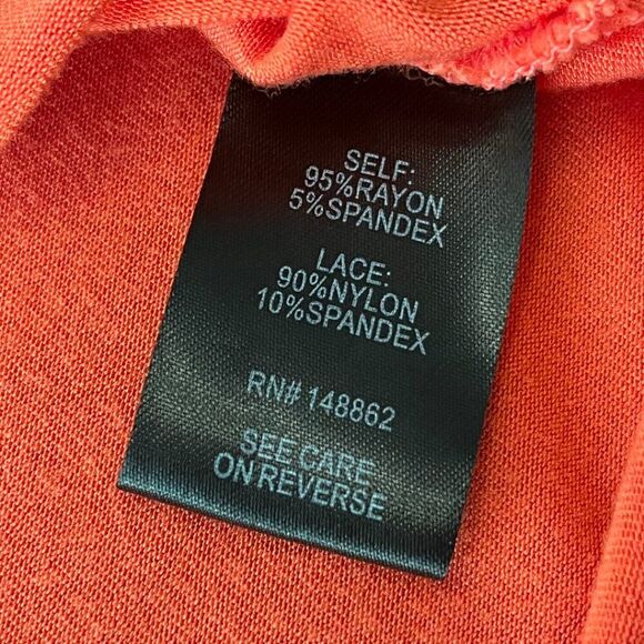 TORRID SUPER SOFT KNITS WOMENS GEORGETTE LACE BUTTERFLY SLEEVE CORAL BLOUSE SIZE - Picture 7 of 11